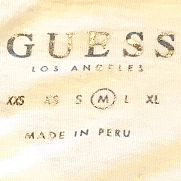 GUESS White Graphic Tee Beaded/Studed Sz M #67G - Picture 6 of 6